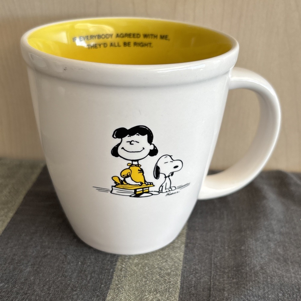 Whimsical Hallmark Peanuts Lucy & Snoopy Ceramic Coffee Mug Classic Quote